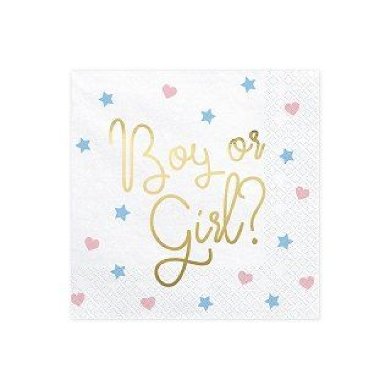 20 servetten boy or girl goudopdruk gender reveal