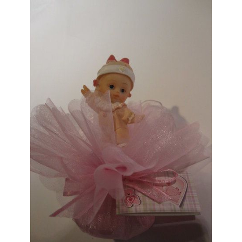 bedankje roze baby staand tule