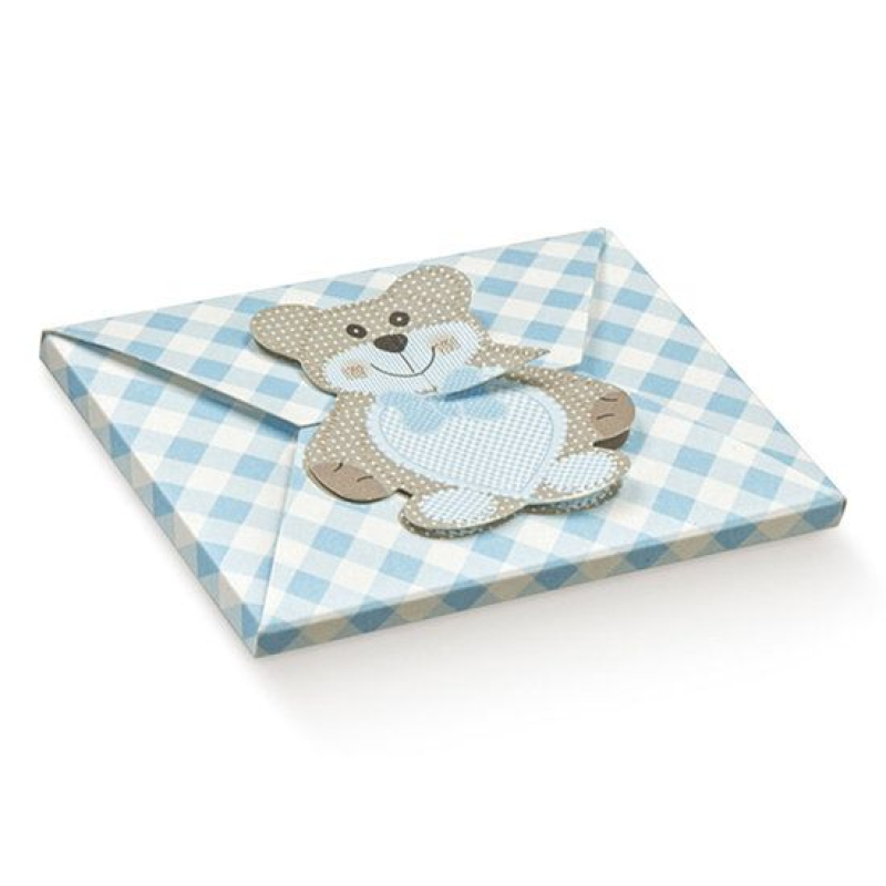 10x Beren envelopje vruchtenhartjes blauw