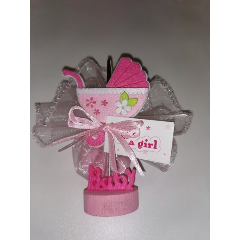 bedankje fotoklem kinderwagen van vilt in roze of blauw