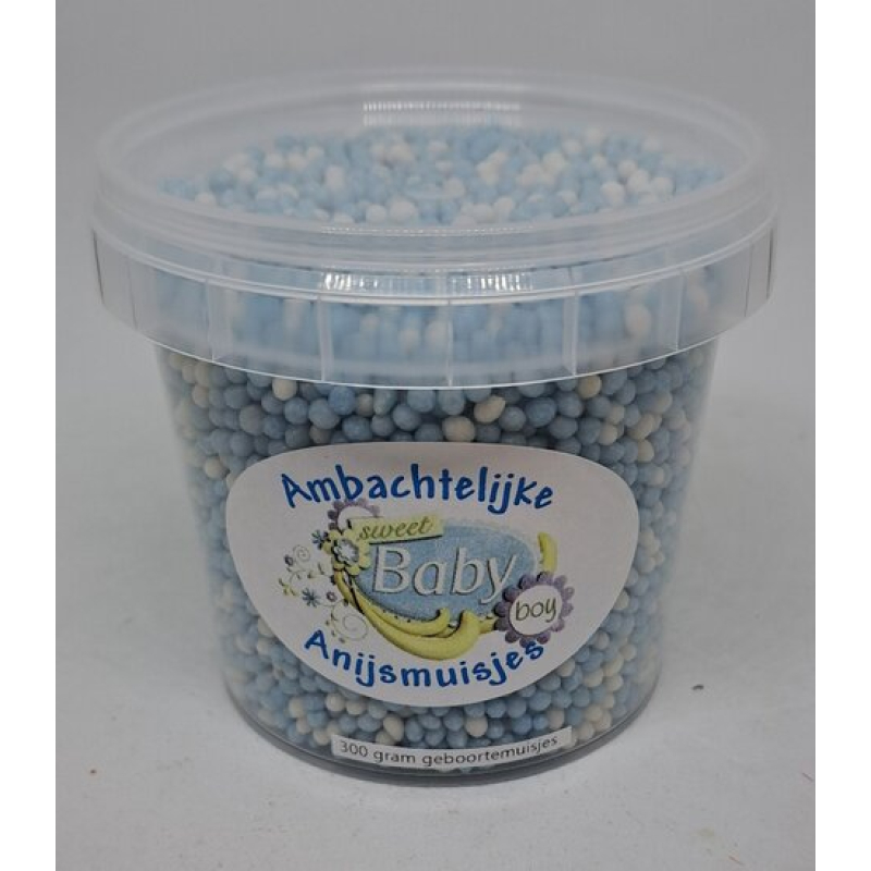 anijs-muisjes emmertje 325 gram in blauw of roze
