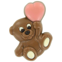 7x chocoladebeer met blauwe of roze hartballon 100gram