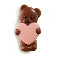 8x chocolade beer met roze of blauw hartje 100gram