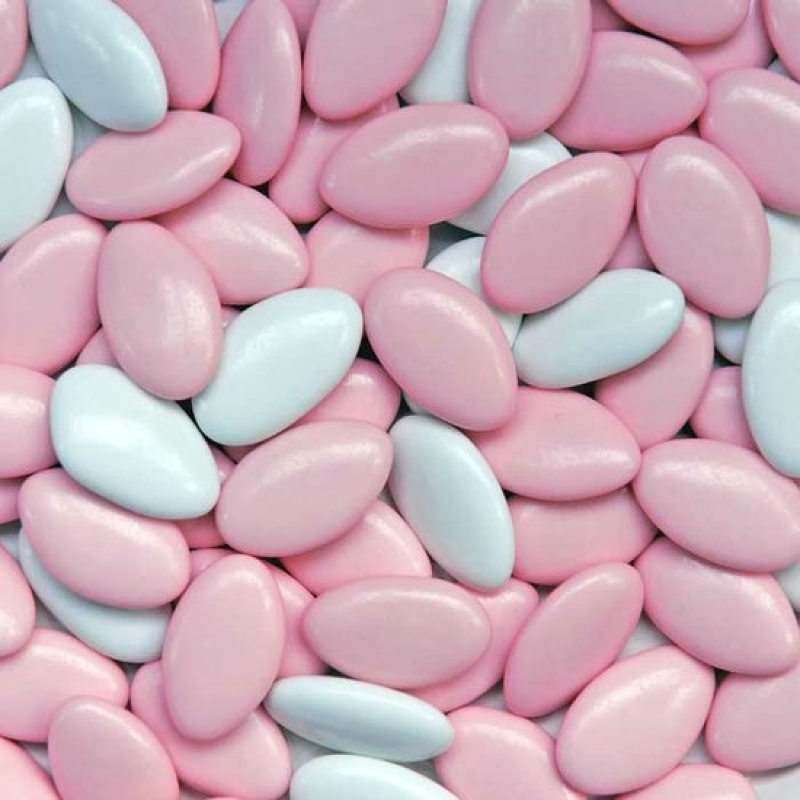 900 gram chocolade bonen - dragee roze-wit of blauw-wit