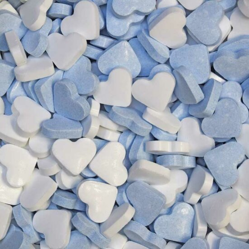 dextrose hartjes blauw-wit, roze-wit of wit 1000 gram