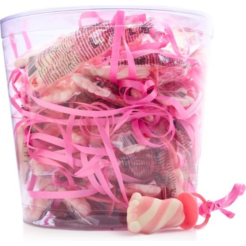 Babyvoet lolly in ton 50 stuks roze 