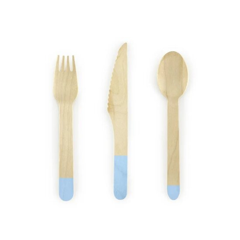 bestek setje hout blauw of roze
