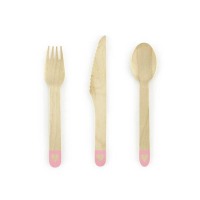 bestek setje hout blauw of roze