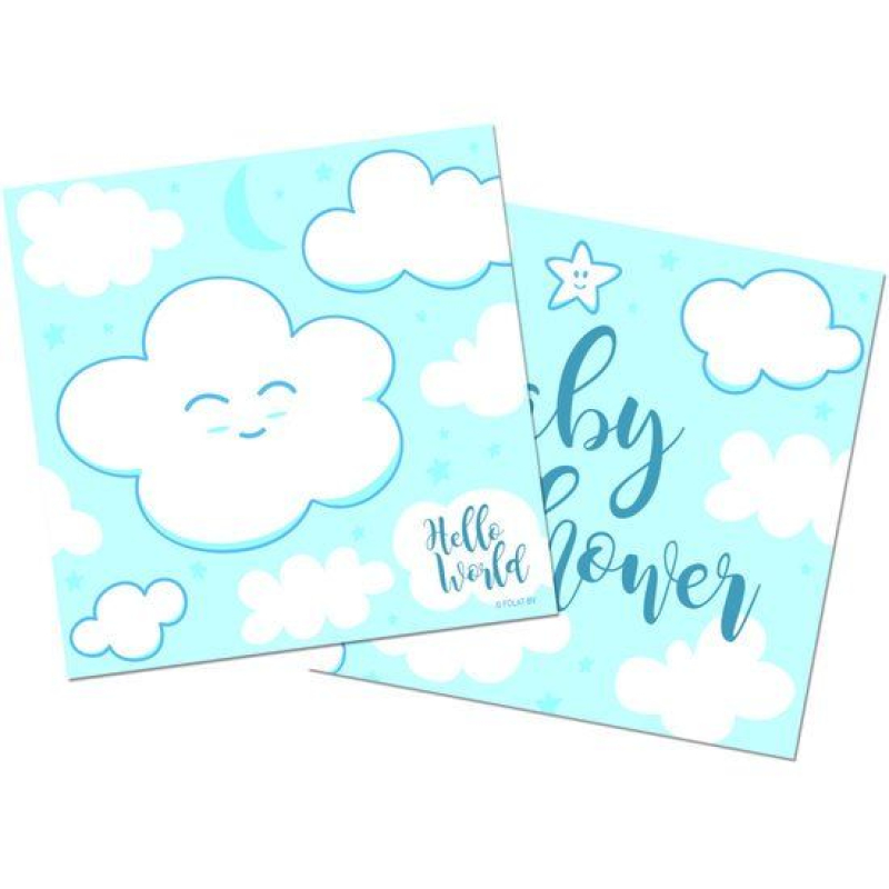 20 servetten babyshower wolkje roze of blauw