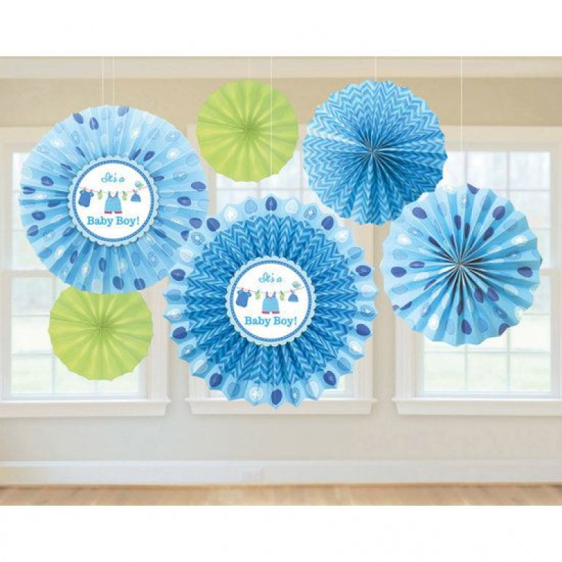 set 6 waaiers blauw it's a boy of its a girl
