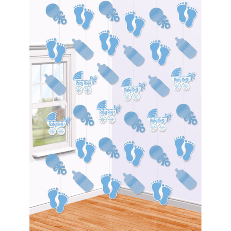 Swirl hangdecoratie voetjes blauw 5 stuks