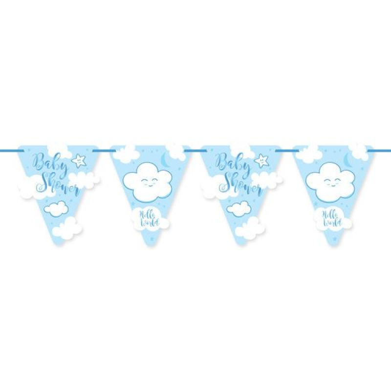 vlagslinger babyshower wolkjes karton