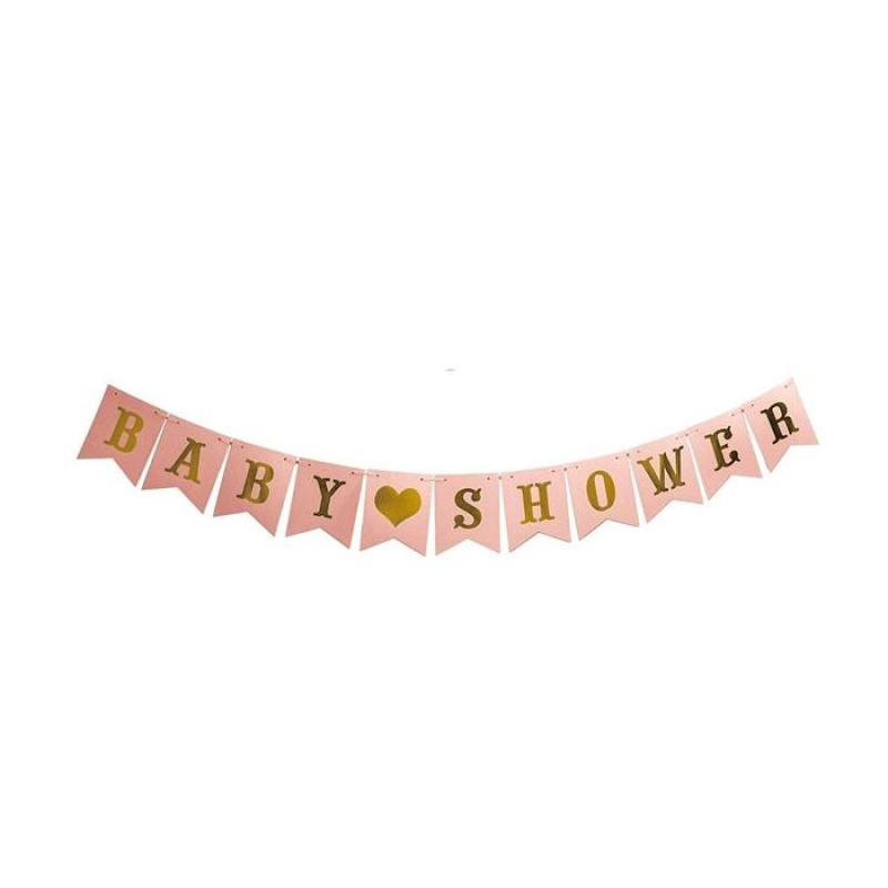 roze vlaggetjes slinger babyshower