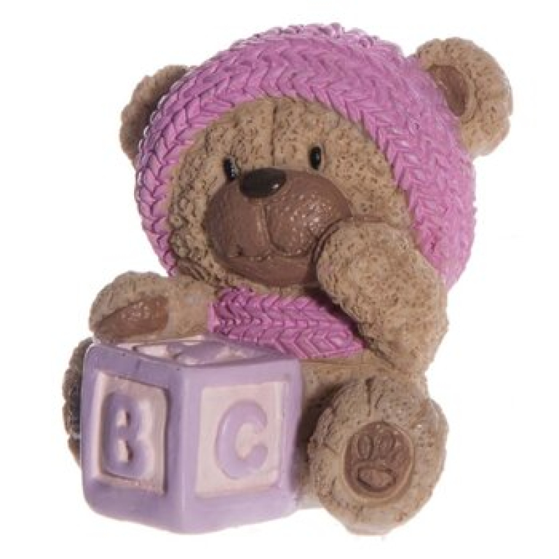 beeldje beertje met breimuts roze