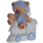 beeldje beertje op trein blauw of roze