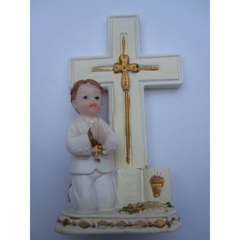 beeldje kruis communiejongen 9cm