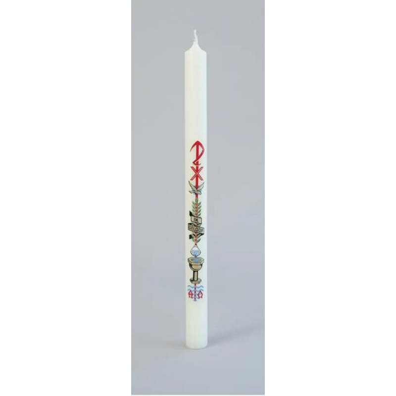 doopkaars 35cmx2,5cm doopvont schelp