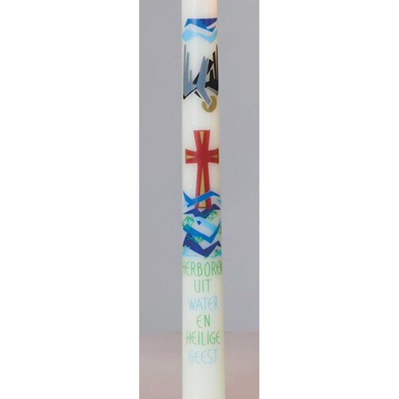 doopkaars 40cmx2,5cm herboren duif
