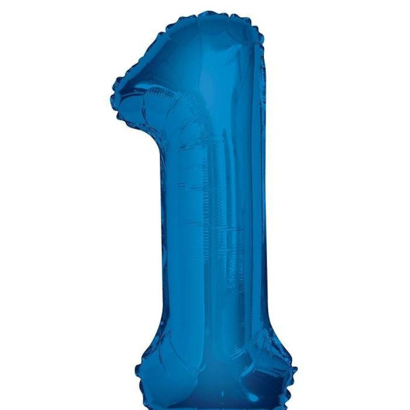 folieballon cijfer 1 jaar roze of blauw