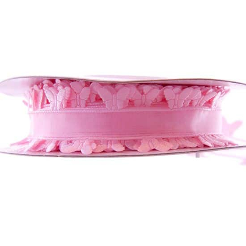 roze lint vlinders 25mm