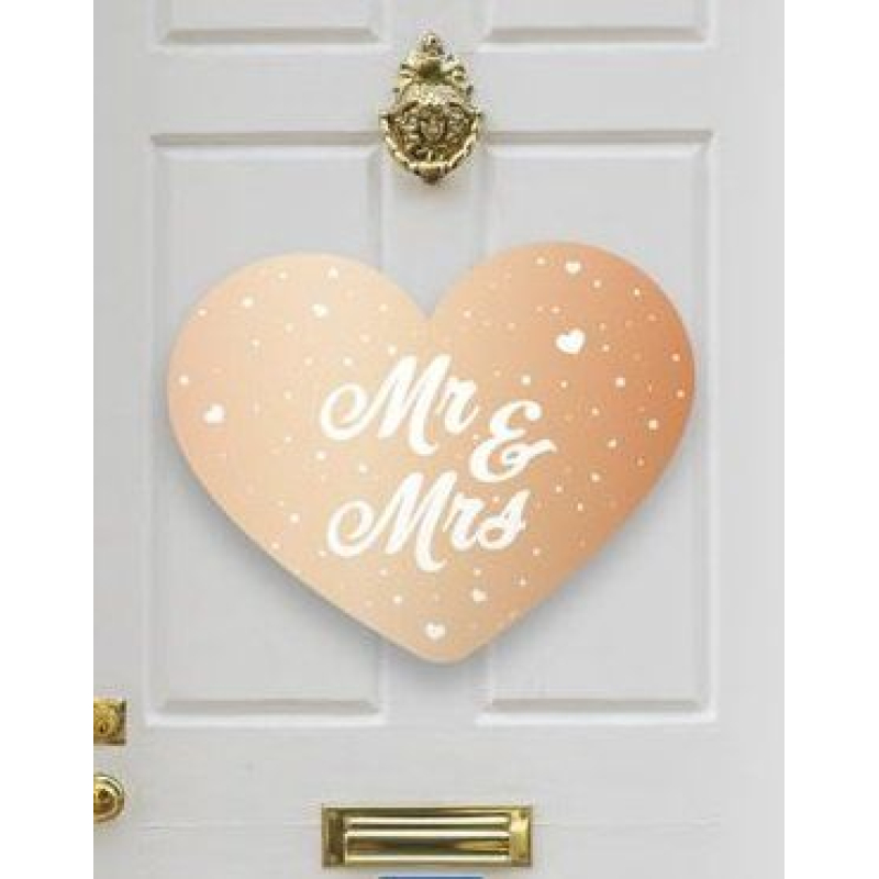 deurschild hart rose goud