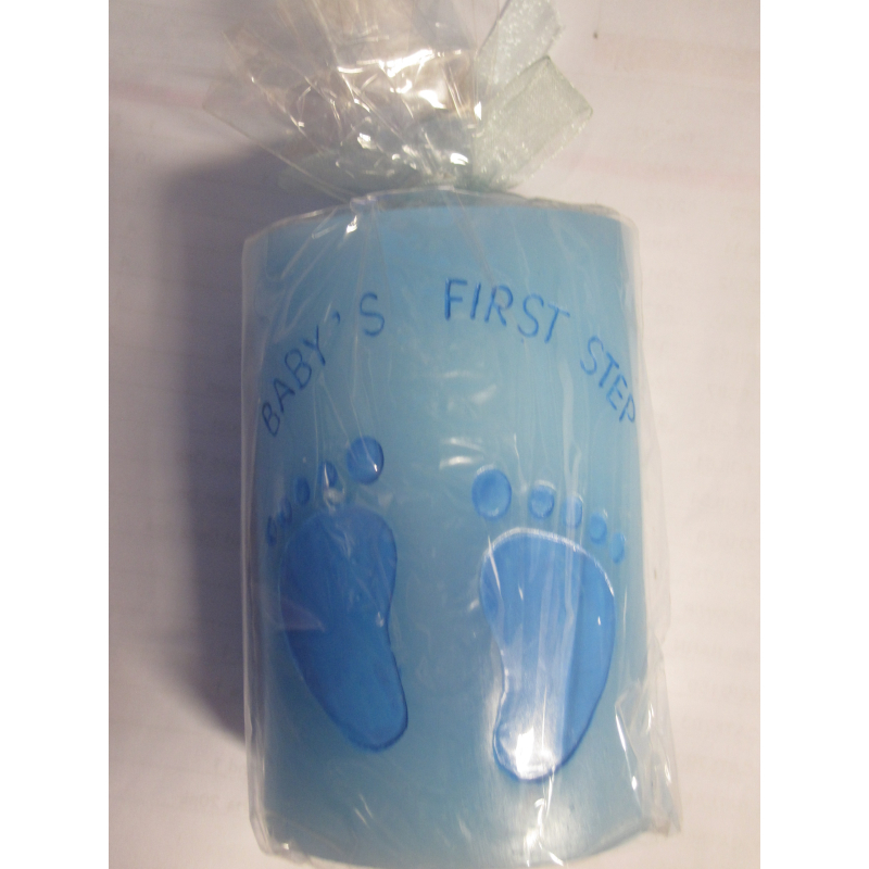 kaars baby first step blauw