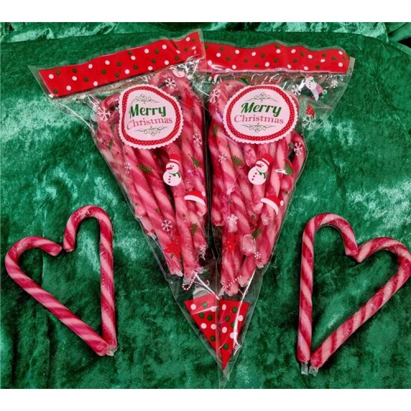 24 candy canes in punt kerst zakjes