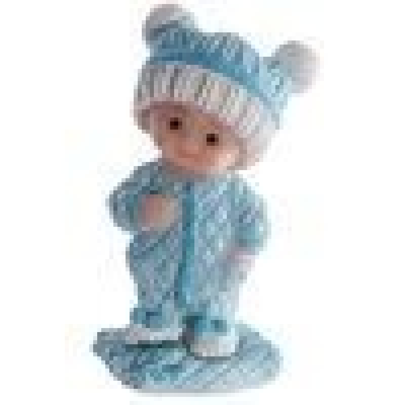 beeldje blauwe baby met bollenmuts