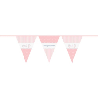 vlaggenslinger babyshower blauw of roze